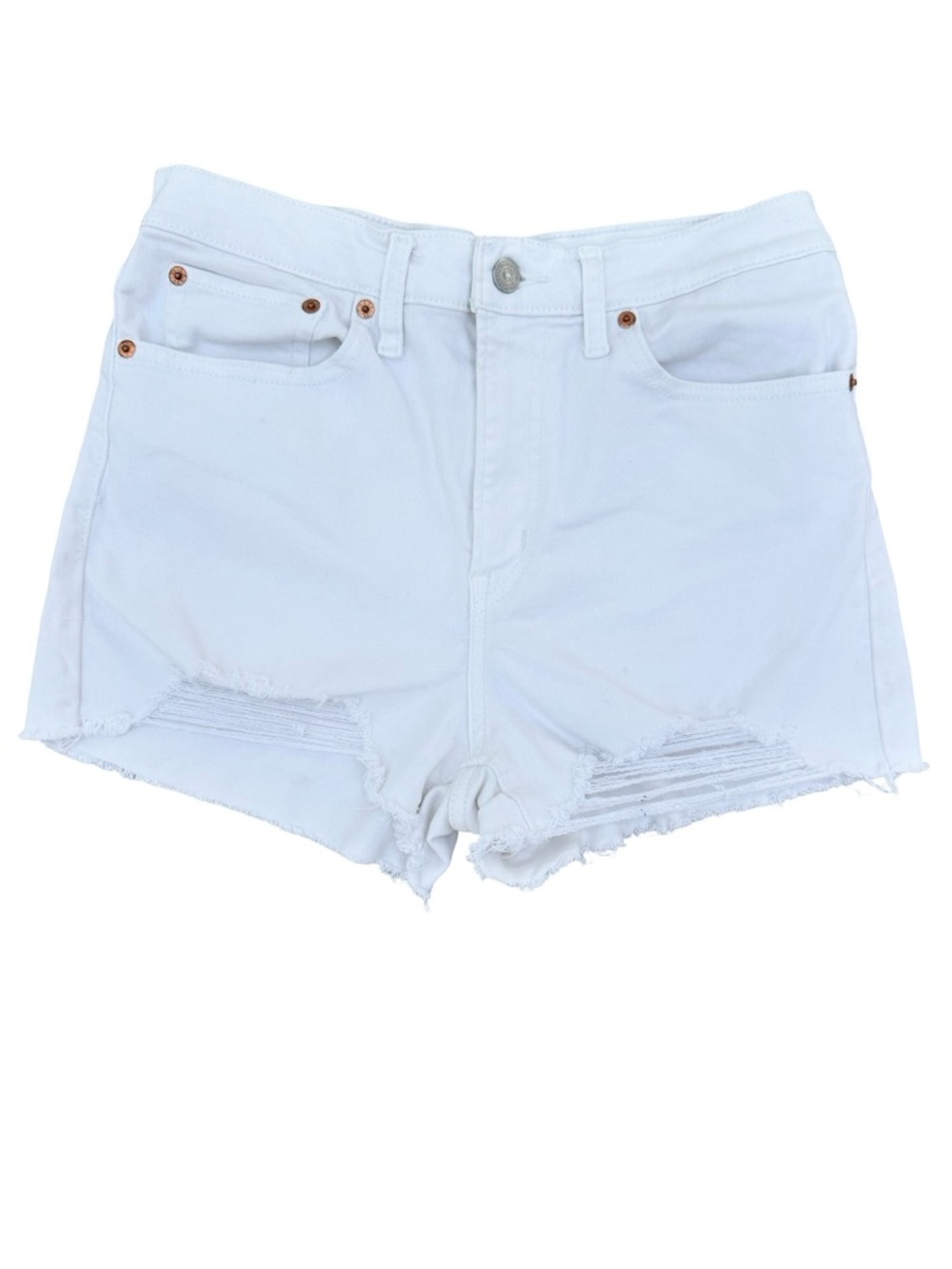 White Distressed Women's Levi Denim Shorts